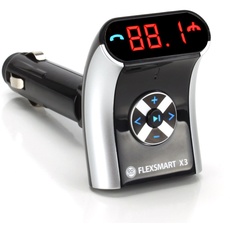 GOgroove FlexSMART X3 Mini-Bluetooth-FM-Transmitter für Autoradio – Aufladen über USB, Freisprechen und Fahren, Musiksteuerung, Aux Line In/Out, MP3- und Audiowiedergabe, kompatibel mit Smartphones