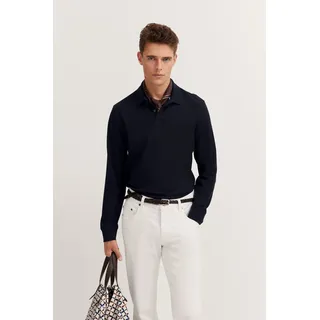 Bugatti Langarm-Poloshirt dunkelblau XXL