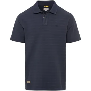 camel active Herren Kurzarm Poloshirt im tonalen Streifenmuster Dunkelblau, Menswear-M