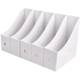 heavenlife 5 Stück Zeitschriftenbox Datei Organizer, Wasserdicht Stehordner Zeitschriftensammler, Faltbar Aktenhalter Pappe Zeitschriftenhalter, Schreibtisch Speicherorganisator für Bürobedarf (Weiß)