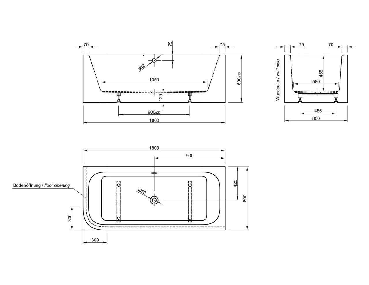 Bild von Spirit Rechteckbadewanne 80 x 180 cm (703921)