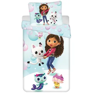 Jerry Fabrics Gabby's Dollhouse Bettbezug und Kissenbezug für Einzelbett Set 140 x 200 + 70 x 90 cm Öko Tex aus Polyester mit Reißverschluss