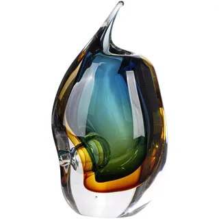 Gilde Glas Art Vase Dario aus Glas - glänzend - blau/braun/grün/klar - Höhe 24cm x Breite 13cm - wasserdichte Glasvase