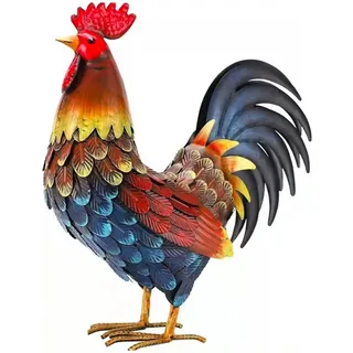 VVVineanie Metall Hahn Dekor, Huhn Tier Yard Kunst Rasen Ornament Figuren Kunstwerk für Outdoor, Patio, Hinterhof und Home Kitchen Dekoration (red)