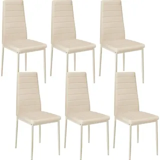 Tectake Esszimmerstuhl Thomas Kunstleder beige 6er Set