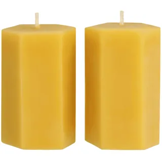 Danilovo Stumpenkerzen aus 100% Bienenwachs – Bienenwachskerzen in Premium-Qualität, Luxuriöses Accessoire für ein Gemütliches Zuhause (2 Stk., 5 x 7 cm, Brenndauer 15 Std)