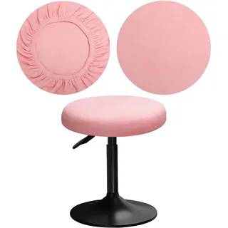 YINGAYOU Hockerbezug Rund 30-40 cm Bezug Hocker Rund Samt Luxuriöser Stoff Waschbar Dehnbar Wunderschöne Farbe für Runde und Eckige Hocker (1, Rosa)