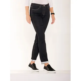 Thermojeans CLASSIC BASICS, Damen, Gr. 54, Normalgrößen, schwarz (schwarz denim), 81% Baumwolle, 17% Polyester, 2% Elasthan, unifarben, lang, Jeans Thermojeans