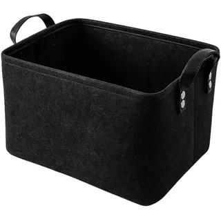 Filzkorb, Aufbewahrungskorb aus Filz für Kinderzimmer, Büro und Zuhause, Präsentkorb leer, Basket für Lagerung Kleidung, Handtücher, Accessoires, Schwarz, 31 x 21,5 x 19 cm