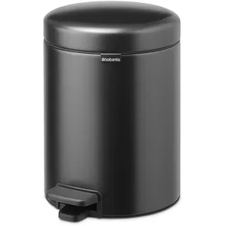 Brabantia NewIcon Kleiner Mülleimer für das Bad mit Deckel, 5 l | Geruchsdichter Treteimer mit herausnehmbarem Inneneimer für Bad, Toilette oder kleine Räume | Confident Grey