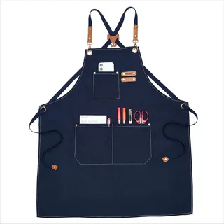 MEEDEN Canvas Malerschürze wasserabweichend: Kochschürze für Männer Frauen, Schürze, Grillschürze verstellbare Riemen mit 3 Taschen, Künstlerschürze für Acryl-, Öl- und Aquarellmalerei, Marineblau