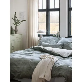 IRISETTE Bettwäsche Wave 8557", Salbei, 1 Bettbezug 155 x 220 cm - Salbeigrün - Weiß - Baumwolle, - mit Reißverschluss