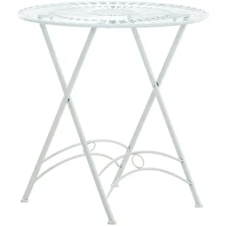 CLP Gartentisch rund Metall weiß , Weiß , 71x71x71 cm , Gartenmöbel, Gartentische