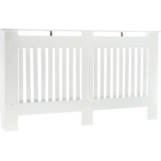 Toboli Heizkörperverkleidung weiß 152 x 19 x 82 cm, Heizkörperabdeckung aus MDF, Holzverkleidung für Heizkörper in Lamellenoptik - Weiß
