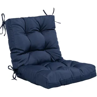 QILLOWAY Sitzkissen für den Außenbereich, getuftetes Kissen, Frühling/Sommer, saisonal, Allwetter-Ersatzkissen (Marineblau)