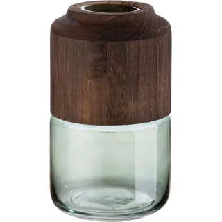 Casablanca by Gilde Tischvase »Colletta« aus Glas, mit abnehmbarem Holzelement, braun
