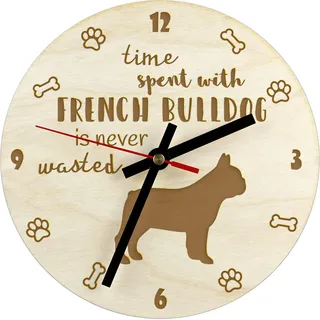 Französische Bulldogge - Uhr mit Hund, Holzuhr mit Gravur, personalisierte Uhr von Art-Dog