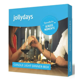 jollydays Valentintsag - Romantische Auszeit-Box und Candle Light Dinner Box um 74 € statt 99 €