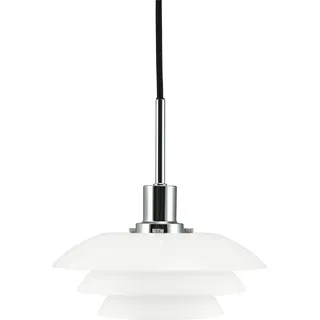 Pendelleuchte LED, Hängelampe, Deckenlampe Pendel, Pendellampe Esstisch, Pendelleuchte für Wohnzimmer, Skandinavische Design, DL20 Kleine Opal/chrom - Weiß, Silber