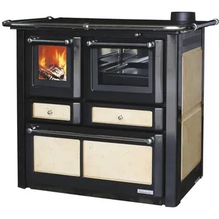Festbrennstoffherd Westminster K85F beige Backofen rechts mit Stahlplatten-Kochfeld - Beige