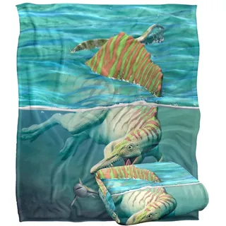Jq Licensing - Royce Mcclure Spinosaurus Dinosaur and Shark Superweiche Kuscheldecke mit seidigem Griff – 152 x 127 cm