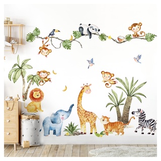 Grandora XXL Wandtattoo Dschungel Tiere Wandsticker Kinderzimmer Deko DL801-2