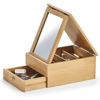 Avilia Schmuckkästchen mit Spiegel und klappbarem Deckel – elegantes Design aus hochwertigem Holz – Schmuck-Organizer mit Schublade – ideal für Schlafzimmer