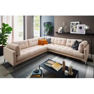 trends by hg Wohnlandschaft Cord U-Form 3-Sitzer Beige