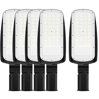 ENOVALITE 5 Stück LED Straßenlaterne 30W 4200lm, 5000K Neutralweiß | IP65 IK08, Außenleuchte, Mastleuchte, Straßenlampe für Hof, Einfahrt, Parkplatz, Weg und Industrie