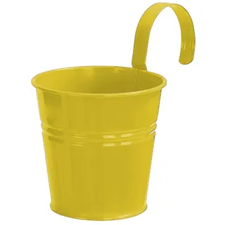 Dehner Pflanztöpfchen mit Bügelhalter, Ø 14 cm, Höhe 14 cm, Zink, gelb