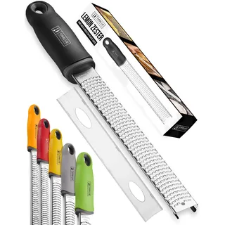 ORBLUE Käsereibe Zitronenreibe Zester Reibe Fein Parmesanreibe Handreibe Rasiermesserscharfe Premium Edelstahl Reibeoberfläche- für Hartkäse - Ingwerreibe