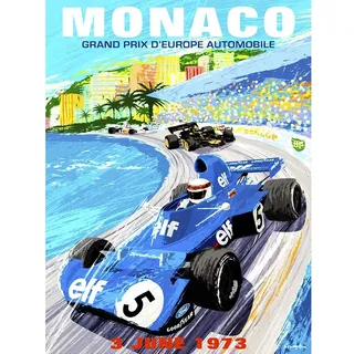Wee Blue Coo Vintage Advert Motor Sport Monaco Grand Prix 1973 Art Print Poster Wall Decor Kunstdruck Poster Wand-Dekor-12X16 Zoll
