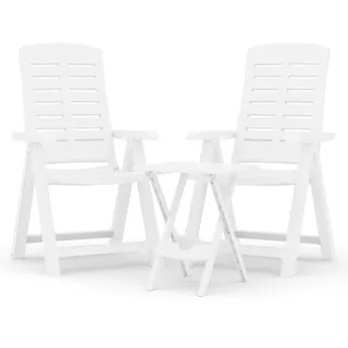 vidaXL 3-tlg. Garten-Essgruppe Weiß Polypropylen