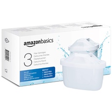 Amazon Basics Wasserfilterkartuschen, 3 Stück, passend für alle BRITA Systeme inkl. PerfectFit & Amazon Basics Systeme