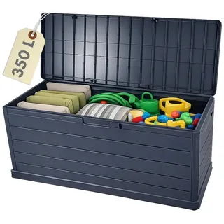Gartenbox Wetterfest Auflagenbox Wasserdicht 350 L | Kissenbox Groß, Outdoor Möbel Box, Gartentruhe, Terrassenschrank