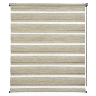 GARDINIA Doppelrollo de luxe, Duo-Rollo, Seitenzugrollo, Transparente und blickdichte Streifen, Verstellbar, 90 x 180 cm, Cappuccino-melange