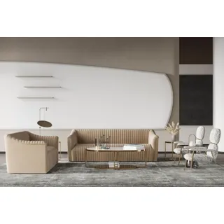 Samt Sofa 2 Sitzer Wohnlandschaft  Relax Massivholz Sitz Design Couch Lounge