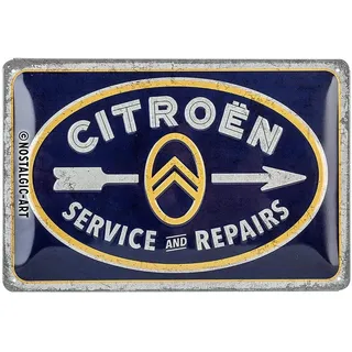 Nostalgic-Art Retro Blechschild, Citroen – Service & Repairs – Geschenk-Idee für Auto-Fans, aus Metall, Vintage-Design zur Deko, 20 x 30 cm,