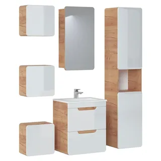 Design Badezimmer Möbel Bad 6 tlg. Set Garnitur Schrank Waschbecken Gruppe Neu