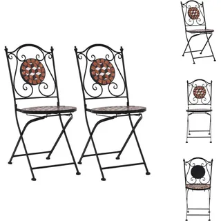 vidaXL Bistrostühle Mosaik 2 Stk. Keramik Braun - Gartenstühle - Braun