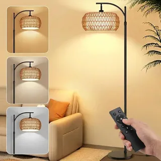 175cm Stehlampe Wohnzimmer Dimmbar Mit Fernbedienung, App-Steuerung, Bogenlampe 3 Farbwechsel, Stufenlose Helligkeit, LED Stehleuchte mit Fußschalter - Schwarz