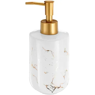 QUARKZMAN 1Stk 10 Oz Seifenspender Hand und Spülmittel Spender Waschmittel Lotion Spender mit Pumpe für Küche Dekor Waschbecken Bad Marmor Muster Weiß