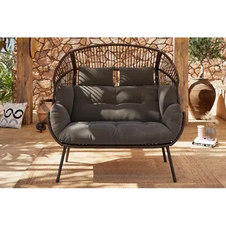 Ambia Garden Gartenmuschel , Grau, Dunkelgrau , Metall, Kunststoff, Textil , Füllung: Polyester , 146x136x83 cm , UV-beständig , Gartenmöbel, Loungemöbel, Sonneninseln