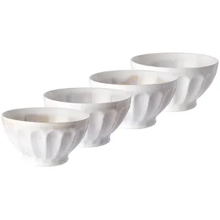 Butlers Schüssel 4er-Set Bergamo 850 ml , Weiß , Keramik , 16x9x16 cm , Geschirr, Schalen & Schüsseln, Müslischalen