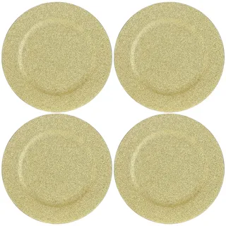 com-four® 4x Platzteller - wiederverwendbare Unterteller als Tischdekoration - funkelnde Dekoteller für Hochzeit, Familienfeier oder Weihnachten - Charger Ø 33 cm