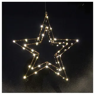 Gartenpirat Weihnachtsstern aus kupferfarbenem Draht mit LED-Lichtern warmweiß Fensterstern Größe: H30 x B28 cm 25 LEDs)