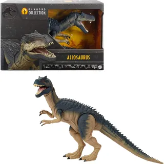 Mattel Jurassic World Hammond Collection Allosaurus Dinosaurier-Actionfigur, mit Glasaugen, verdrahtetem Schwanz und 19 Bewegungspunkten, JCG13, [Mehrfarbig]