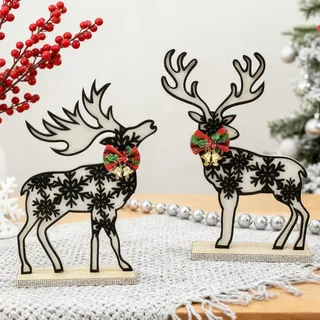 Weihnachtsdeko Holz Rentiers 2 Stück Hirschs Deko Figurs 18*26cm Rentiers Deko Holz Tisch Dekos Weihnachten Weihnachtsdeko Hirschs Gross Tischdeko für Weihnachtsdekos Innen Wohnzimmer Schlafzimmer