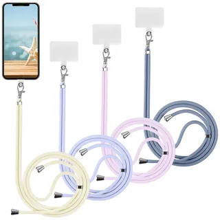Yoedge Universal Handyband Geeignet für alle Smartphones, Einstellbar Schlüsselband Halsband Kordel zum Umhängen, Kompatibel mit iPhone/Samsung/Xiaomi/Huawei - Blanco/Morado/Púrpura/Gris
