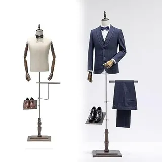 XIMSPHY Männliche Schaufensterpuppe, Arme und Finger aus Holz, Mannequin Torso mit Verstellbare Höhe, Schneiderpuppe Büste für für Bekleidungs-Shop Shop Schlafzimmer (Color : B)